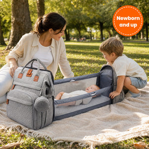 2-in-1 Baby Travel Bed & Diaper Bag Backpack – for babies and toddlers