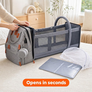 2-in-1 Baby Travel Bed & Diaper Bag Backpack – gift idea for new parents and baby showers
