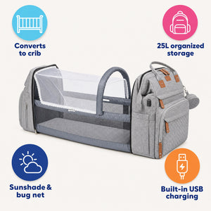 2-in-1 Baby Travel Bed & Diaper Bag Backpack (view 4)