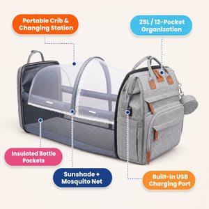 2-in-1 Baby Travel Bed & Diaper Bag Backpack (view 5)