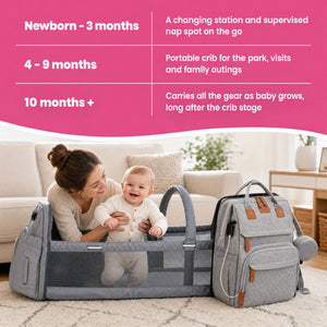 2-in-1 Baby Travel Bed & Diaper Bag Backpack (view 9)