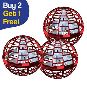 Galaxy Lights Flying Magic Orb red cage drone toy bundle with LED lights for kids play and hand-eye coordination