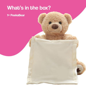 Peek-a-Bear Interactive ultra-soft plush bear playing peekaboo with childlike voice and satin blanket