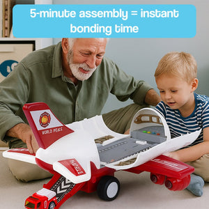 Little Hero Command Center airplane toy with lights, sounds, ramp launcher, and rescue vehicles for kids ages 2+