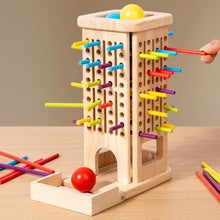 Natural wood Pick-Up Sticks game set for interactive parent-child brain training and educational play