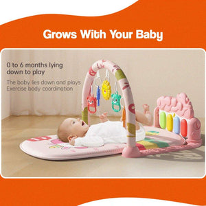 Baby Foot-Piano Fitness Rack with hanging rattles and soft mat for newborns learning and play