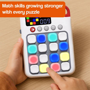 Smart 7-in-1 Sudoku Board educational game console with colorful LED lights and AI adaptive learning features for kids.