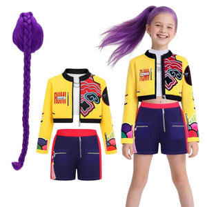 Kids wearing Warrior Squad Halloween costume set with vibrant warrior-inspired designs and geometric patterns