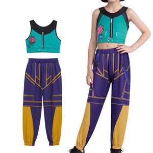 Kids dressed in vibrant Warrior Squad Halloween costumes with tribal patterns and combat-ready design posing confidently