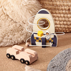 Wooden Montessori Educational Stacking Rocket & Building Block Toy Set