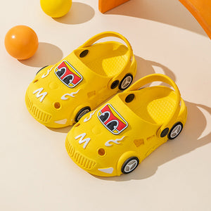 Light-Up Car Cartoon Slip-On Sandals with Closed Toe Anti-Slip Soft Sole