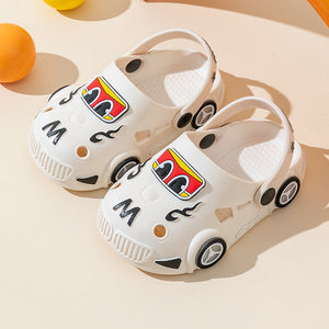 Light-Up Car Cartoon Slip-On Sandals with Closed Toe Anti-Slip Soft Sole