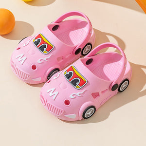 Light-Up Car Cartoon Slip-On Sandals with Closed Toe Anti-Slip Soft Sole