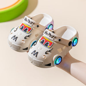 Light-Up Car Cartoon Slip-On Sandals with Closed Toe Anti-Slip Soft Sole