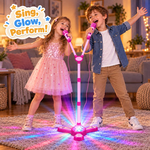 Complete Karaoke Microphone Set with LED Stand – for kids ages 3+