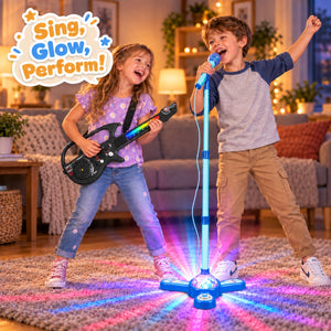 Complete Karaoke Microphone Set with LED Stand – gift idea for kids and grandchildren