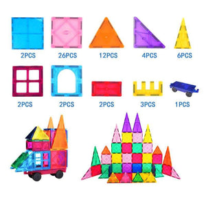 Colorful magnetic building tiles and figures toy set for creative play and learning
