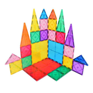 Colorful magnetic building tiles and figures toy set for creative play and learning
