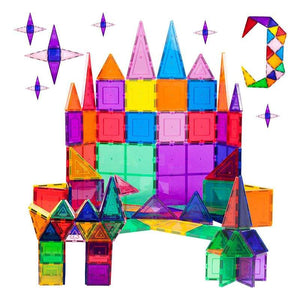 Colorful magnetic building tiles and figures toy set for creative play and learning