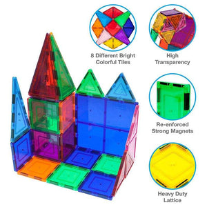 Colorful magnetic building tiles and figures toy set for creative play and learning