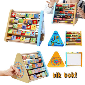 Wooden Montessori Activity Centre 5-in-1 triangle educational toy for kids