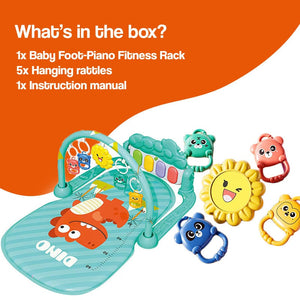 Baby Foot-Piano Fitness Rack with hanging rattles for newborns to 36 months development and play