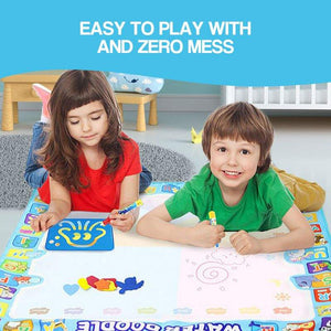 Kids zero mess doodle magic water drawing mat with pen and brush for creative play and learning