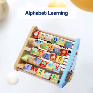 Wooden Montessori Activity Centre 5-in-1 triangle toy for child skill development and creative play