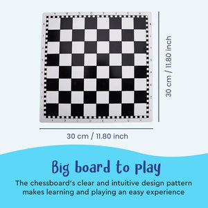 Educational wooden cartoon chess set big clear chessboard 30cm by 30cm for kids learning and playing