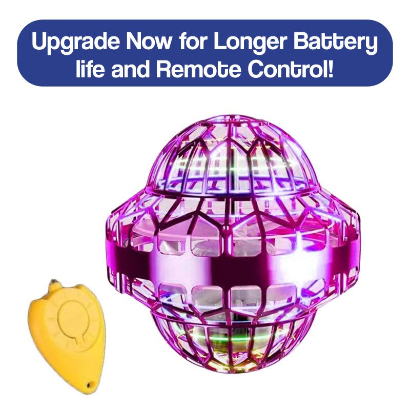Galaxy Lights Flying Magic Orb with purple LED lights and yellow remote control toy