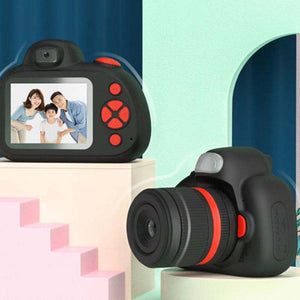 Mini Photographer Digital Camera for kids with dual lens, autofocus, and child-friendly design capturing vibrant family moments.