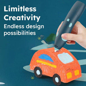 3D Magic Pen Set creating colorful 3D car sculpture with limitless creativity and endless design possibilities