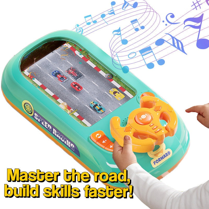 TurboRace Interactive Game Set with steering wheel and 200 racing challenges for kids building focus and coordination