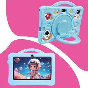 Shockproof learning tablet for kids with durable astronaut case and educational apps