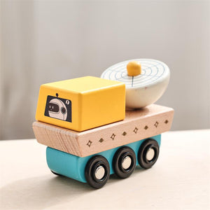 Wooden Montessori Educational Stacking Rocket & Building Block Toy Set