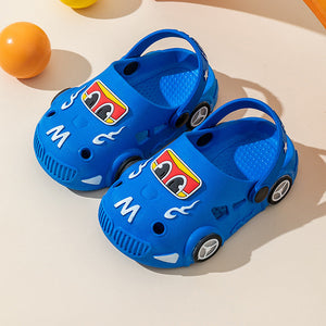 Light-Up Car Cartoon Slip-On Sandals with Closed Toe Anti-Slip Soft Sole