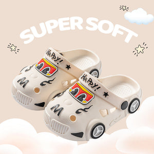 Light-Up Car Cartoon Slip-On Sandals with Closed Toe Anti-Slip Soft Sole