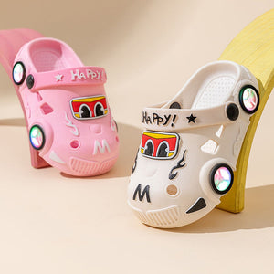Light-Up Car Cartoon Slip-On Sandals with Closed Toe Anti-Slip Soft Sole