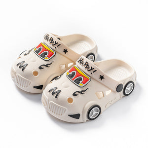 Light-Up Car Cartoon Slip-On Sandals with Closed Toe Anti-Slip Soft Sole