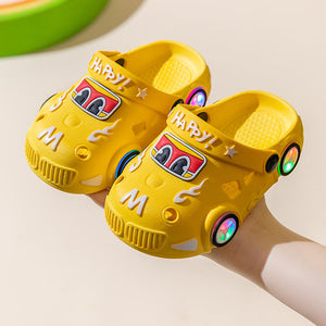 Light-Up Car Cartoon Slip-On Sandals with Closed Toe Anti-Slip Soft Sole