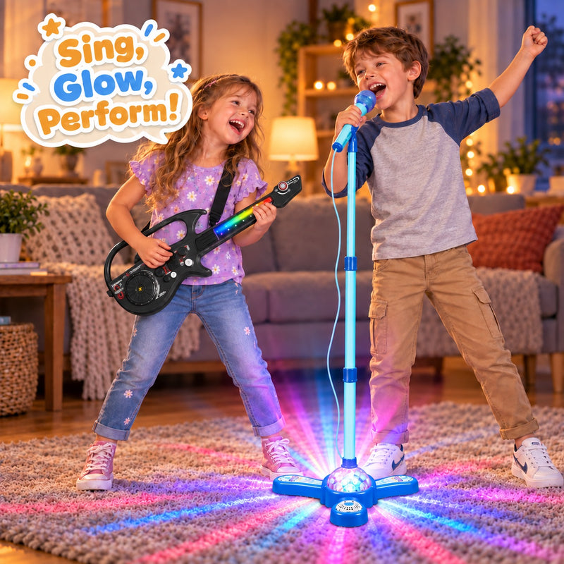 Complete Karaoke Microphone Set with LED Stand – gift idea for kids and grandchildren