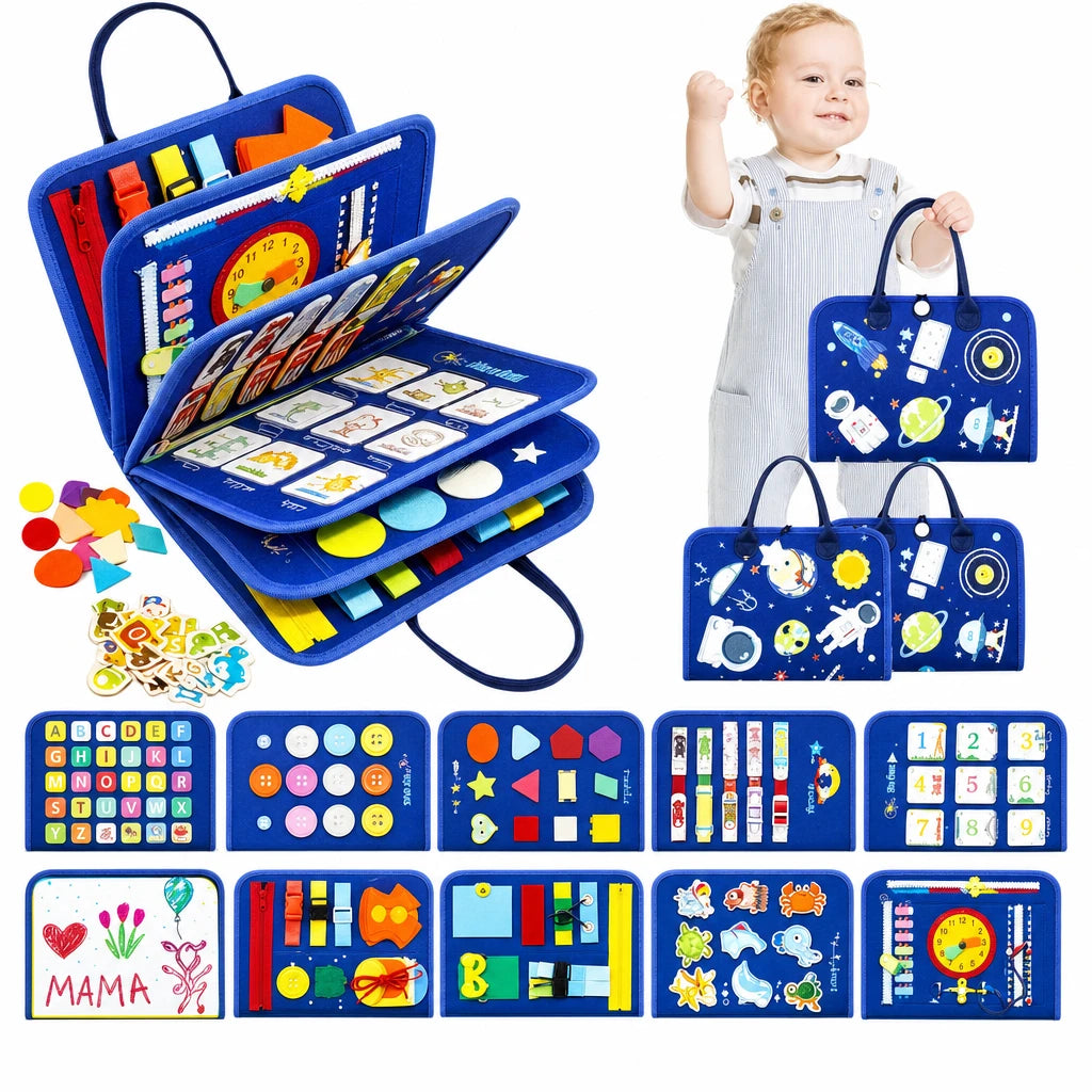 Montessori felt learning busy board for toddlers with interactive educational activities and portable design