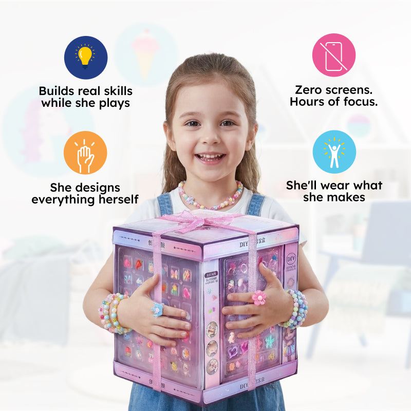My Little Royalty Jewelry gift box with 1,600+ beads and activities for kids aged 4+ in a holographic ribbon-tied box